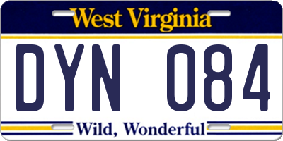 WV license plate DYN084