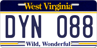 WV license plate DYN088