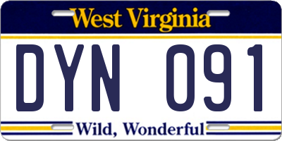 WV license plate DYN091