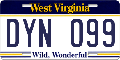 WV license plate DYN099