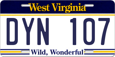 WV license plate DYN107