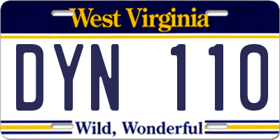 WV license plate DYN110