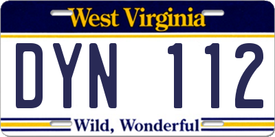 WV license plate DYN112