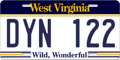 WV license plate DYN122