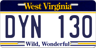 WV license plate DYN130