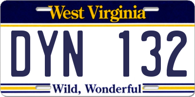 WV license plate DYN132