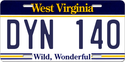 WV license plate DYN140