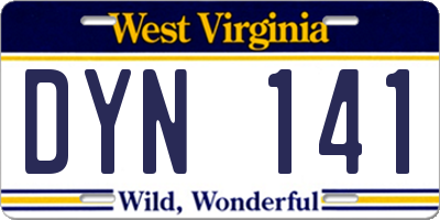 WV license plate DYN141