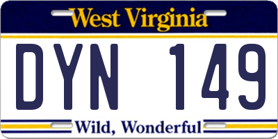 WV license plate DYN149