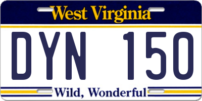 WV license plate DYN150