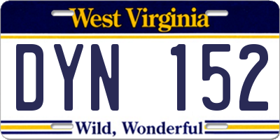 WV license plate DYN152