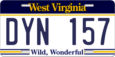 WV license plate DYN157