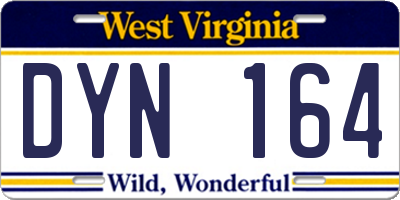 WV license plate DYN164
