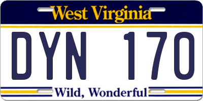 WV license plate DYN170