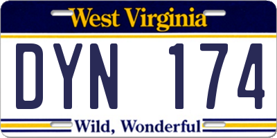 WV license plate DYN174