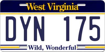 WV license plate DYN175