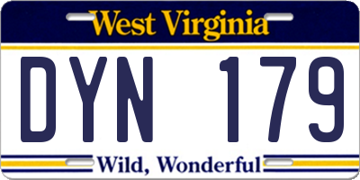 WV license plate DYN179