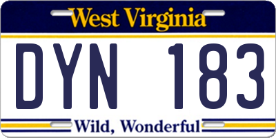 WV license plate DYN183