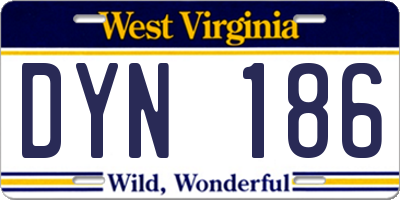 WV license plate DYN186