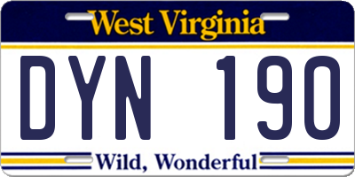 WV license plate DYN190