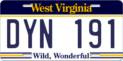 WV license plate DYN191