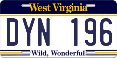 WV license plate DYN196
