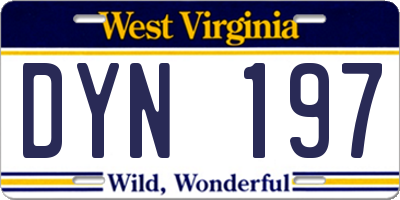 WV license plate DYN197