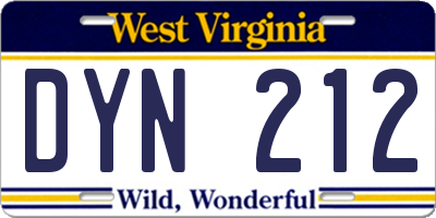 WV license plate DYN212