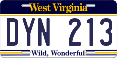 WV license plate DYN213