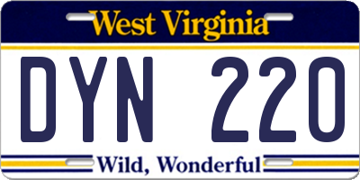 WV license plate DYN220