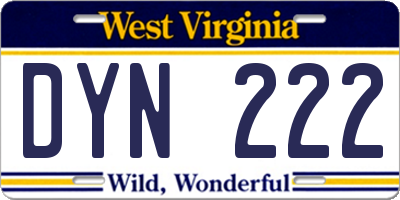 WV license plate DYN222