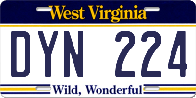 WV license plate DYN224