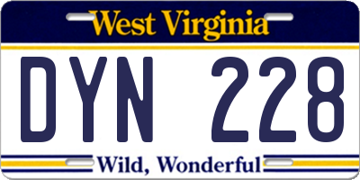 WV license plate DYN228