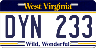 WV license plate DYN233