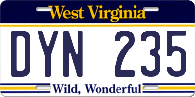 WV license plate DYN235