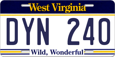 WV license plate DYN240