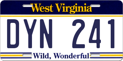 WV license plate DYN241