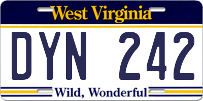 WV license plate DYN242
