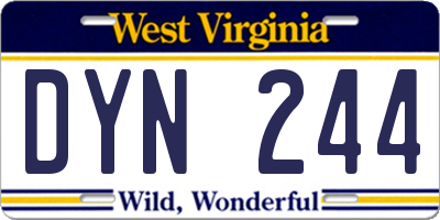 WV license plate DYN244