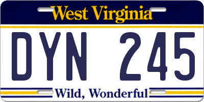 WV license plate DYN245