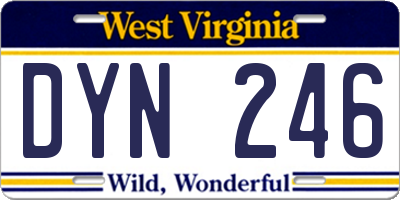 WV license plate DYN246