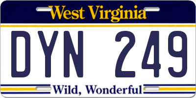WV license plate DYN249