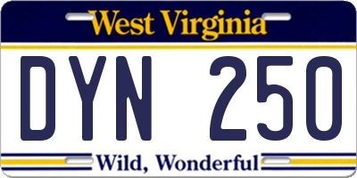 WV license plate DYN250