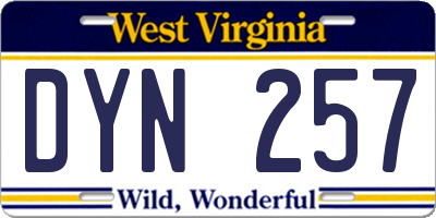 WV license plate DYN257