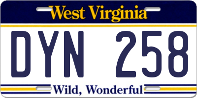 WV license plate DYN258
