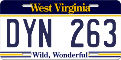 WV license plate DYN263
