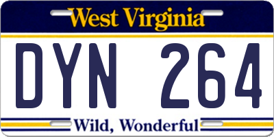 WV license plate DYN264