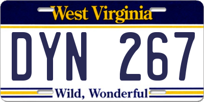 WV license plate DYN267