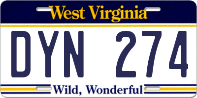 WV license plate DYN274