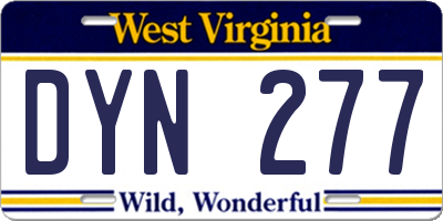 WV license plate DYN277